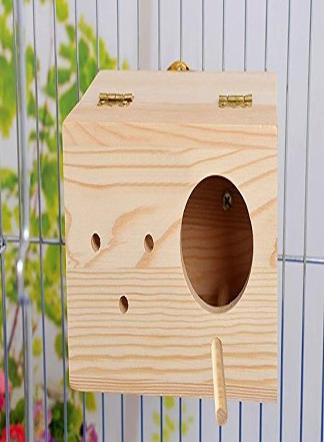 Western Era Natural Wood Bird Nest, Breeding Box with Perch for Budgerigar, Budgeri, Lovebird, Parrot Finch & Canary Bird. - Image 5